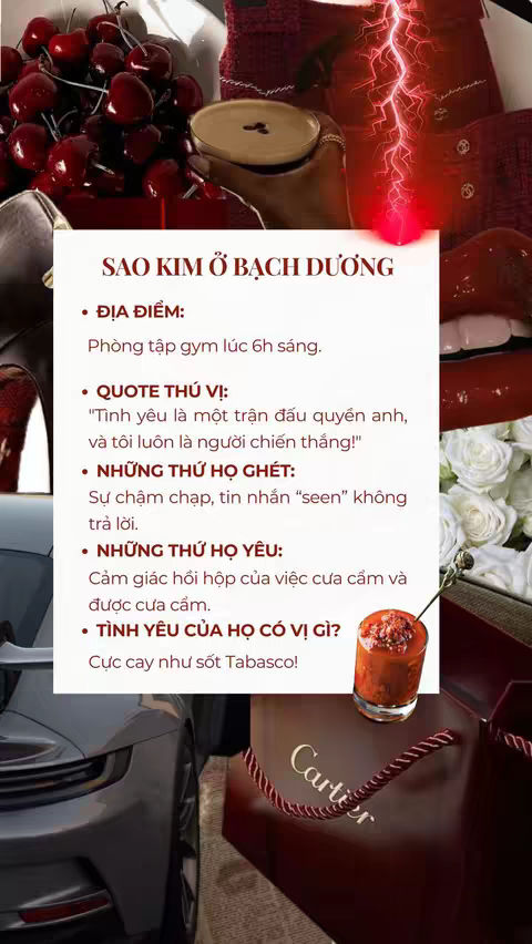 The cover image presents a collage style composition. The top part features a cluster of cherries, a person's hand holding a cup, and a lightning bolt effect. Below is a white rectangular frame containing text. The frame also includes a picture of a red lipstick-marked lips. The image also shows elements like a high-heeled shoe, a silver car, and a handbag. A red cup with some meal and spoon.