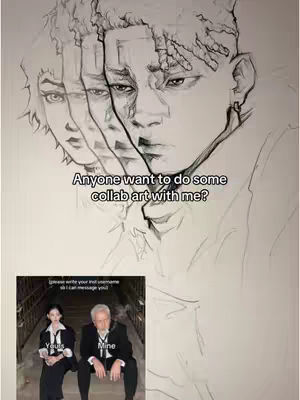 The cover image features a grayscale pencil sketch of several overlapping faces, forming a layered effect. Across the bottom, a smaller image shows two people in a sophisticated setting, below the sketched faces.