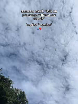 A simple image of a cloudy sky, with text overlayed in the center. A few green branches are visible in the bottom left.