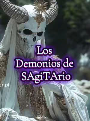 An artistic image featuring a skeletal figure with large horns and ornate clothing overlayed with text. The figure has a skull face with dark eye sockets and detailed facial features. The text is in a stylized purple overlay. The background is blurred, adding depth to the image.