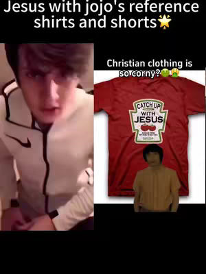 The cover image is a split screen showcasing a person on the left and an image on the right. The person is captured from the chest up, standing in front of a blurry backdrop. The frame is dark, with the person wearing white and black sports clothing and a beanie. On the right side, an edited photo of a shirt with the quote 'CATCH UP WITH JESUS' printed on it and the person is wearing a yellow shirt underneath. The picture suggests a theme of Christian clothing.