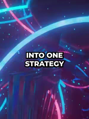 An abstract image with a dark background, overlaid with neon-colored lines in shades of blue, pink, and purple. The lines appear to be streaks of light or energy, suggesting movement or a digital environment. Centered on the image is a white text box with the words INTO ONE STRATEGY.