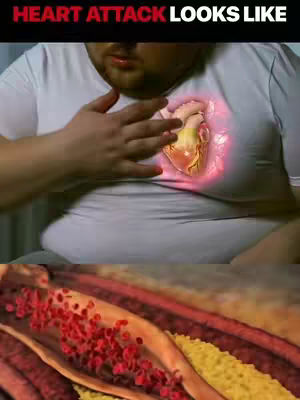 The cover image shows a close-up of a person's upper body in a white t-shirt, with the focus on their chest, where a glowing, stylized heart is superimposed. The hand is pressed against the chest. Below, there is a cross section of a blood vessel.