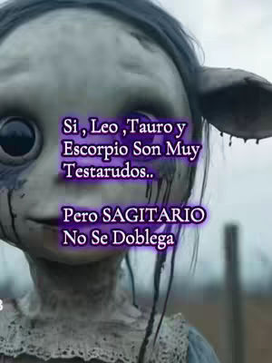 The cover image portrays a humanoid figure with large, dark eyes and a grey complexion. The figure has pointed ears and black streaks resembling tears running down its face. Purple text overlays the image, conveying a message about zodiac signs. The background is blurred, suggestive of a landscape with sparse vegetation.