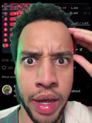 A close-up of a man with wide eyes and a concerned expression. He's looking directly into the camera. Behind him is a portion of an app interface, showing data and numbers in a red and white color scheme.