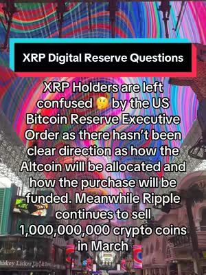 The image is a wide shot of a colorful, patterned ceiling with text overlays. The primary colors are vibrant, with pinks, blues, and greens dominating the background pattern. Text boxes are positioned across the image with information about XRP.
