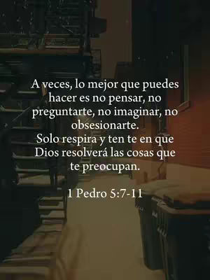 The image presents a vertical layout with text and background elements. The background is a blurred, warm-toned scene with indistinct structures on the left and a vertical structure on the right, creating depth. The text is centered, written in a clear, readable font in white. The text is a quote from the Bible verse 1 Pedro 5:7-11. The image has an inspirational and spiritual theme, likely intended to promote faith and reflection.