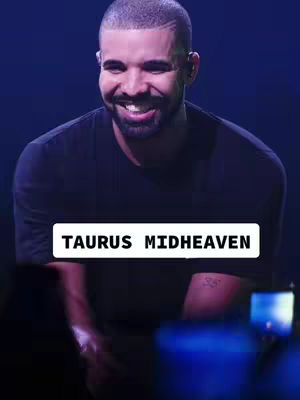 Drake smiling in front of a blue-lit background, with white text overlaid at the bottom of the image in a rectangular box.