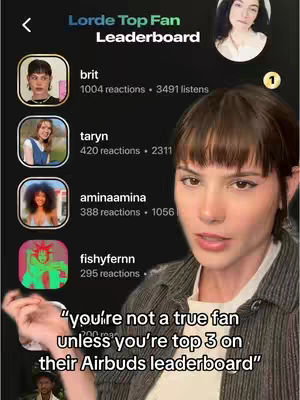 A young woman is in the foreground, looking towards the camera. The background displays the leaderboard of an app, with user profiles and rankings. Text overlays are used to create a hook at the bottom of the image.