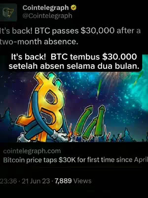 The cover image shows a stylized Bitcoin character and the Bitcoin symbol against a dark, starry background. Text overlays inform about the price of Bitcoin.