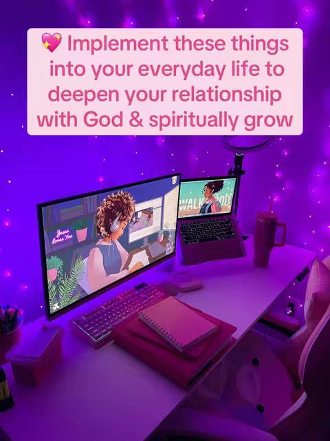A well-lit workspace with a computer, books, and various desk items is depicted, creating a modern and inviting atmosphere. A text overlay containing an inspirational message.
