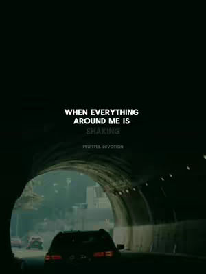 The image captures a nighttime tunnel scene with a car driving towards the viewer. The tunnel is lit with artificial lights and leads to an exit, suggesting a journey or transition. Superimposed text provides a motivational message.