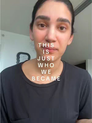 The cover image shows a female with brown eyes looking at the camera with a slight frown. The text overlay of the image reads, "This Is Just Who We Became". The background seems to be an indoor space.