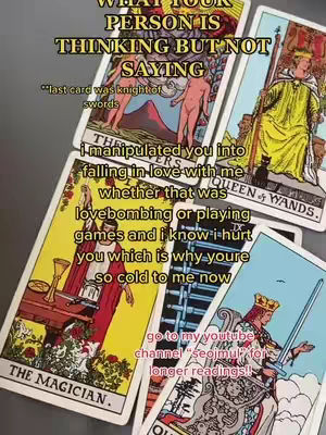 The cover image features a collection of tarot cards arranged diagonally, with overlaid text that forms the hook of the video. The cards are colorful, with illustrations depicting diverse figures and symbols. The text is prominently displayed to convey the video's message, and is written in a style related to love and advice.