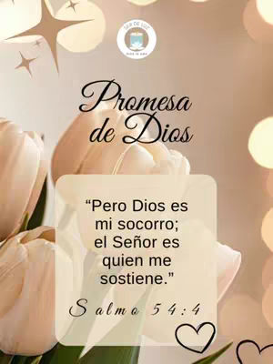 The image showcases a soft, aesthetic design featuring light and beige tones, reminiscent of watercolors. At its heart are delicate peach-toned tulips. A central, slightly transparent rectangle contains a biblical verse in black, elegant script, highlighted by a heart symbol at the bottom. Above the flowers, the words "Promesa de Dios" (God's Promise) are written in a similar ornate font. The background design incorporates blurred, circular light effects, subtly enhancing the image's gentle and hopeful theme, making it visually appealing..