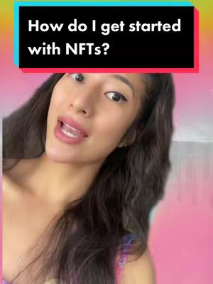 A young woman with long, dark hair is centered in the frame, with a slight smile and open mouth, looking up towards the text overlay. The background transitions from a soft pink to a light teal color. A text overlay in a rectangle bar at the top reads, highlighting the video content.