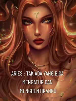 An artistic digital image of a woman’s face, styled to represent Aries. The woman has fair skin, with an elaborate headdress or styling that integrates ram horns. Her eyes are striking, with a golden, fiery glow, and lips are painted in a dark red. The image uses warm colors and subtle shading to enhance the dramatic effect of the figure. Bold text is placed at the bottom of the image, with the Aries zodiac symbol placed above the woman's forehead.