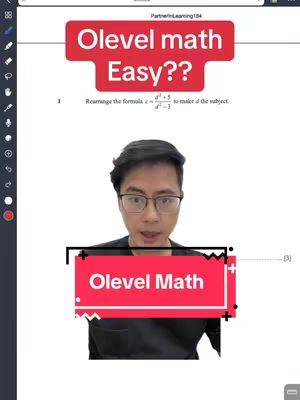 A cover image featuring a man in glasses in front of a document with a math problem. Above the man's head is text on a red background reading \"Olevel math Easy??\". Below the man's face is another red background with text saying \"Olevel Math\". The overall composition is bright and educational, with the man looking directly at the viewer.