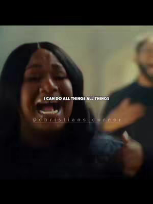 The cover image depicts a woman with dark hair, expressing heavy emotion. She's crying with her mouth open, and the text overlay reads, "I CAN DO ALL THINGS ALL THINGS" with the caption "@christians.corner". Another blurred out figure is in the background.