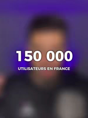The image features a blurred portrait of a person against a purple gradient background. Overlaid on the blurred face is large white text that reads "150 000". Below this is smaller text "UTILISATEURS EN FRANCE". The overall composition is simple, placing emphasis on the text.