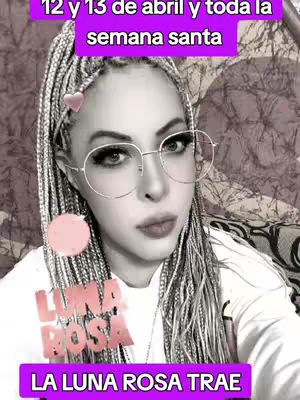 A woman with braided hair and glasses looks towards the camera. Purple text boxes overlay her head and the bottom of the image.