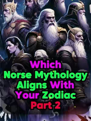 The cover image features a collage of multiple figures with stern and serious expressions, likely representing Norse gods. The text overlays the image, with each of its lines separated, creating a strong emphasis on the title. The background is dark with starry elements.
