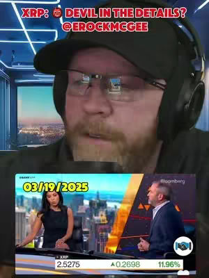The cover image features a man with headphones, glasses and a cap. Below him, there is a split screen with two people on the screen on a news channel backdrop. Text overlays indicate the date, stock info, and a logo. The overall composition is a mix of a person overlaid against a news broadcast.