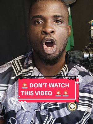 A man with dark skin and a neatly trimmed beard is the focal point. He has a slightly open mouth and a look of surprise or emphasis. The background is dark, and a red and white rectangle at the base of the image carries the text overlay. The man wears a patterned shirt with black, white, and gray shapes.