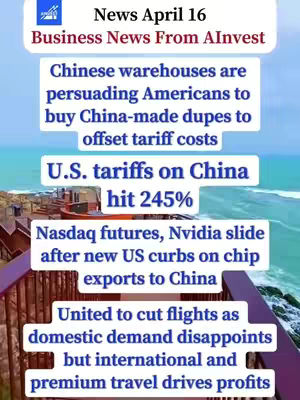 The cover image is a vertical graphic with a light-blue background showing an ocean and a pier. There is an overlay of white boxes containing text and headlines on business news.