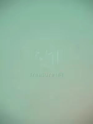 A monochromatic, gradient background transitions from a soft light green at the top to a slightly darker hue towards the bottom. Centered is a subtle embossed graphic, possibly a stylized logo, accompanied by the text 'treasureNFT' in a simple, embossed font beneath it.
