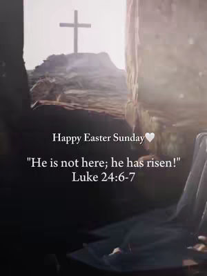 The image focuses on a landscape with a rocky foreground and a cross on a hill in the background. The sky is bright, and text is overlaid at the bottom.