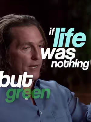 The image features a medium close-up of a man with light brown hair and a blue shirt turned slightly to the left, within a low-lit setting. Overlaid on the image is large white text reading 'if life was nothing', with 'green' at the end of the phrase rendered in a distinctive green font. To the right of the man's head, the text is arranged vertically.