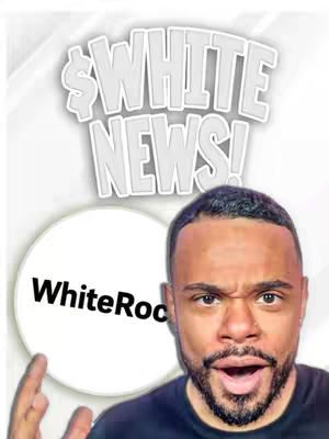 A man with a serious expression, dark hair, and a beard appears in the foreground, set against a blurred white and light gray backdrop. Above him, the words “WHITE NEWS!” in bold, white, 3D-style letters are arranged in a semicircle. Behind the man, a white circle displays the words WhiteRoc in dark letters.