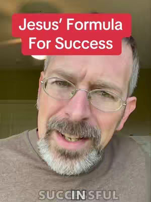 A close-up shot of a man's face, with a gray beard and glasses, against a blurry background. A red rectangular banner with the text 'Jesus' Formula For Success' overlays the top portion of the image.