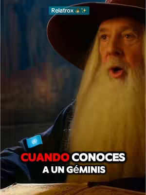 The cover image features a man dressed as a wizard, wearing a hat and robe. Text overlayed across the image reads 'CUANDO CONOCES A UN GÉMINIS' in a bold, white font with a red outline, suggesting the video's topic relates to the Gemini zodiac sign. The background is dark, possibly a castle or forest setting, with the wizard facing the viewer.