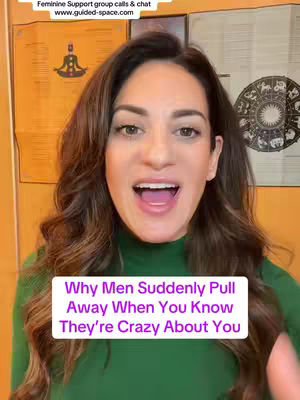 A woman with long brown hair and a green top is the focal point of the image. She is positioned centrally, with her mouth open in an animated expression. A text overlay in white is positioned at the bottom, with a text overlay also in the top left corner. The background features what appears to be aged posters and documents.