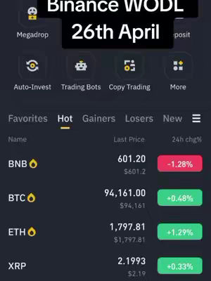 The cover image displays a user interface of the Binance app, showcasing cryptocurrency data. The top section features the Binance logo and a menu of options. Below, a list of cryptocurrencies such as BNB, BTC, ETH, and XRP, along with their last prices and 24-hour changes, is shown. The background is a dark theme, and the layout is structured and informative.