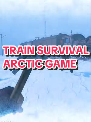 The image shows a snowy landscape with a train. The text overlay says "TRAIN SURVIVAL ARCTIC GAME" in white letters with red outline.