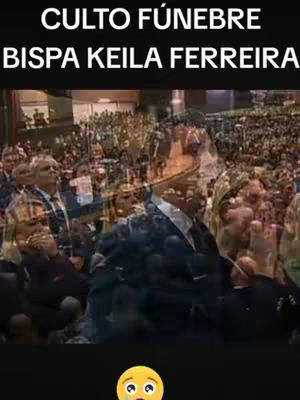 The cover image depicts a somber scene from what appears to be a funeral or memorial service, with a large crowd gathered. The text overlay identifies it as the funeral of "Bispa Keila Ferreira," with text in portuguese.
