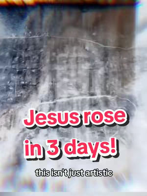 The cover image is of a weathered, abstract background resembling a rock or wall texture. The primary element is overlaid text in a bold, pink and white design. The text states, "Jesus rose in 3 days!" and in a smaller font below, "this isn't just artistic". The overall effect is to grab the viewers' attention by a strong statement about Jesus.
