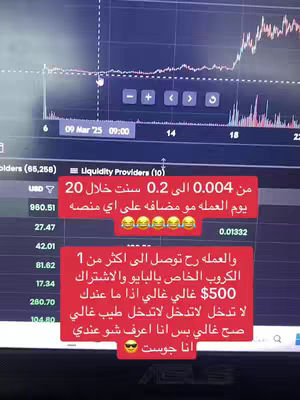 A computer screen displaying a chart with data lines at the top, and tables with numbers and text in Arabic at the bottom. Overlaid on the screen are red boxes with Arabic text and emoji, some overlapping.