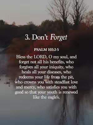 The cover image features a serene landscape with a body of water reflecting the sky and surrounding trees. Overlayed on this is a text block with a headline and biblical verse, styled in a simple, readable font. The overall tone is calm and reflective.