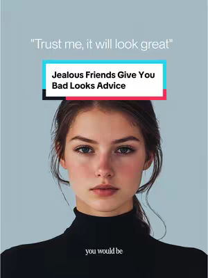 A head-and-shoulders shot of a young woman with a neutral expression, set against a light blue background. She is wearing a black turtleneck.