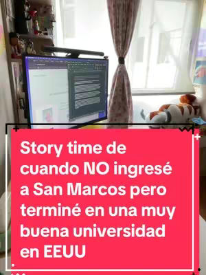 A brightly lit room with a desk and window is the setting. On the desk sits a computer monitor displaying text. In the foreground, a text overlay in a red box provides context with the story's hook.