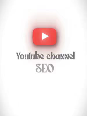 A cover image featuring a YouTube logo comprised of a red rectangle with a play button in the center, set against a white background with the text 'Youtube channel SEO' below.