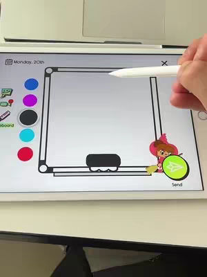 The cover image displays a tablet showcasing a digital whiteboard application. In the app, there are color options, a witch-themed character, a drawing area, and a digital pen being used on the screen. The tablet is placed in front of a laptop.