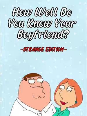 The image features the animated characters Peter and Lois Griffin from the animated series Family Guy. Peter, wearing a white shirt and glasses, is playfully embracing Lois, who is wearing a teal top and has orange hair. The background is a light blue with faint white dots, possibly simulating snowflakes.