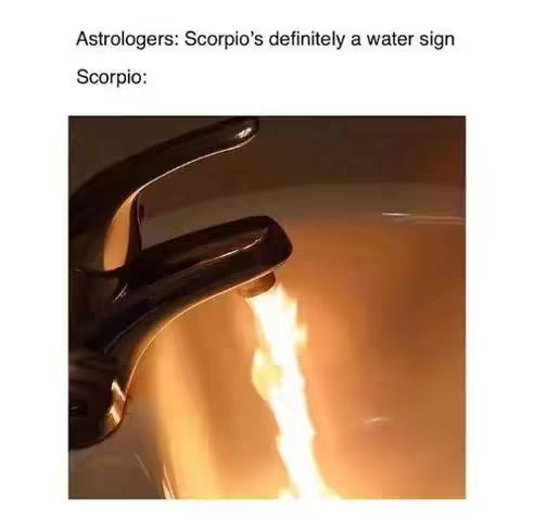 An image depicting a faucet with fire-like flames streaming from the spout into a white sink. In the background, the image has a blurred, golden hue.