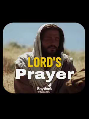 The cover image features a man with brown hair, fair skin, and a beard wearing a head covering against a blurred background of blue sky and a golden field. The text overlay, 'LORD'S PRAYER' is prominent in a bold, white font near the middle of the image, with a smaller logo beneath it.