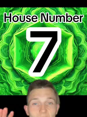 The cover image features a man's partial face at the bottom, with his hand raised in what appears to be a gesture. Above him, it shows the number 7 in a black font over a green background, with the words "House Number" above it. The background has a swirling green pattern that gives the impression of some sort of organic or mystical setting.